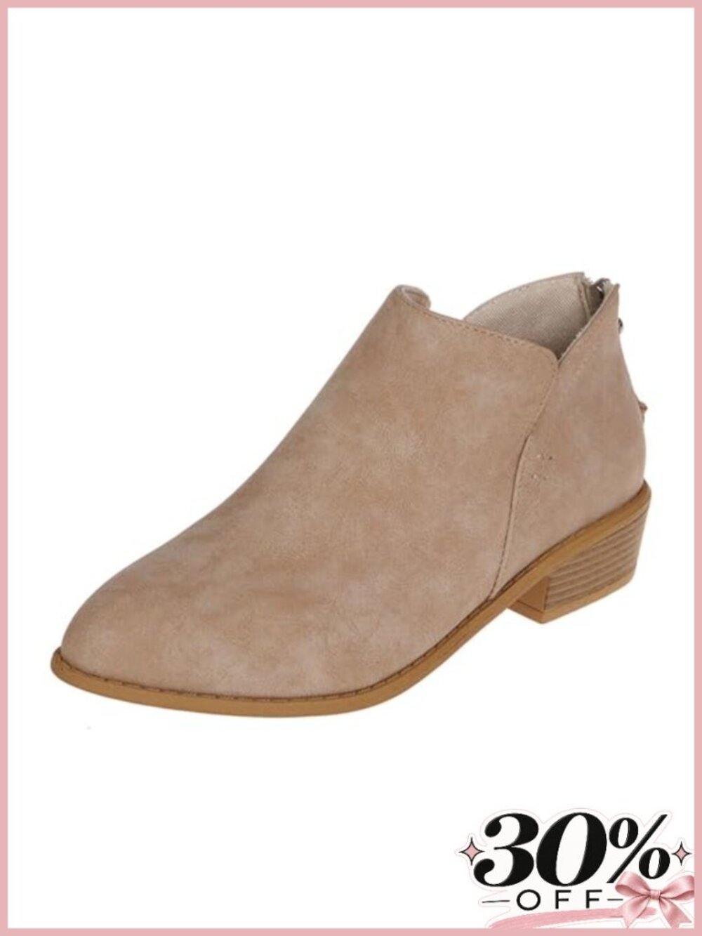 Womens Faux Suede Ankle Boots Block Heel Pointed Toe Back Zipper Booties
